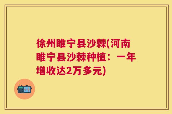 徐州睢宁县沙棘(河南睢宁县沙棘种植:一年增收达2万多元)