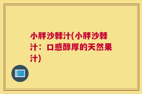 小胖沙棘汁(小胖沙棘汁:口感醇厚的天然果汁)