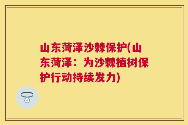 山东菏泽沙棘保护(山东菏泽：为沙棘植树保护行动持续发力)