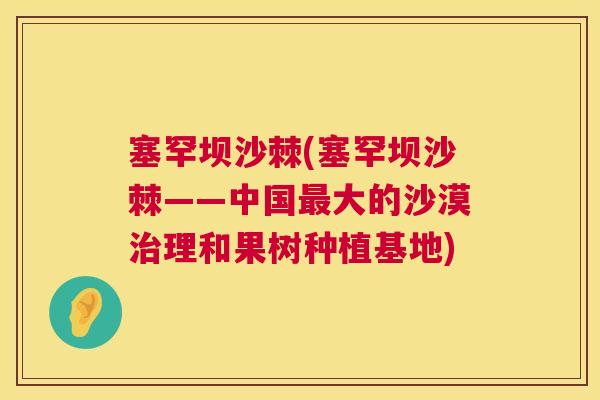 塞罕坝沙棘(塞罕坝沙棘——中国最大的沙漠治理和果树种植基地)