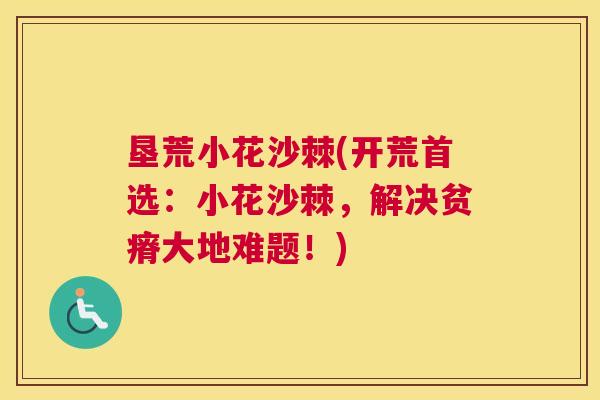 垦荒小花沙棘(开荒首选：小花沙棘，解决贫瘠大地难题！)