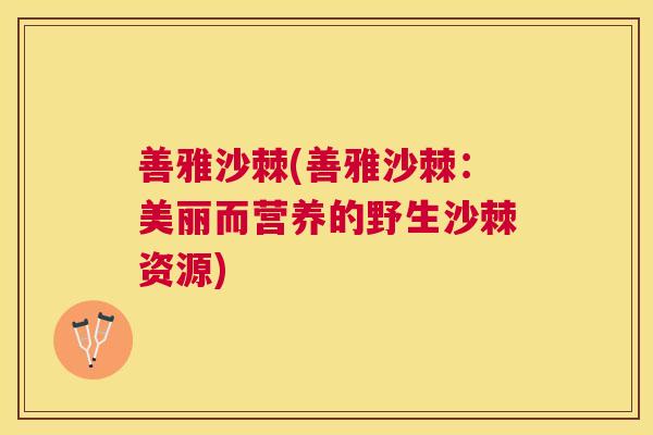 善雅沙棘(善雅沙棘:美丽而营养的野生沙棘资源)