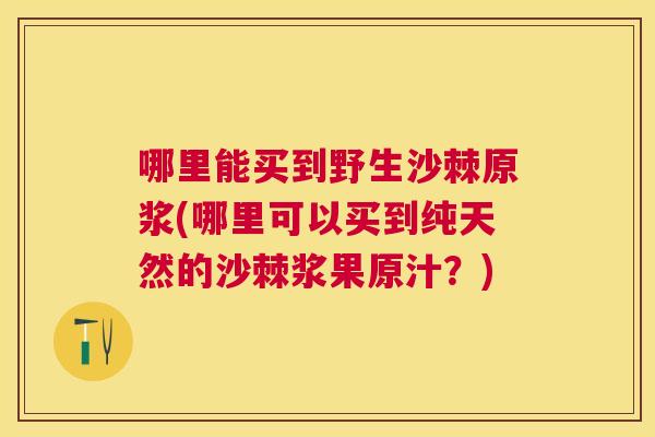 哪里能买到野生沙棘原浆(哪里可以买到纯天然的沙棘浆果原汁?)