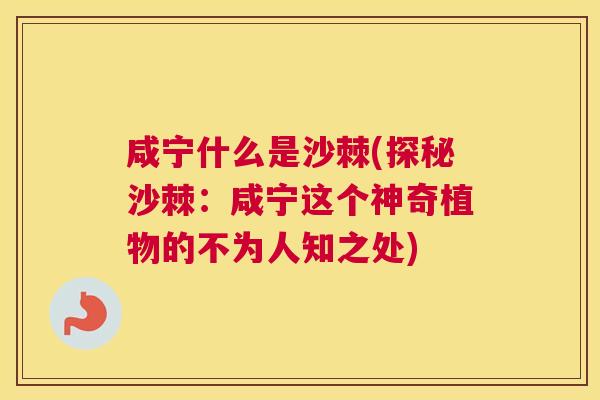 咸宁什么是沙棘(探秘沙棘:咸宁这个神奇植物的不为人知之处) 咸宁什么是沙棘(探秘沙棘:咸宁这个神奇植物的不为人知之处)