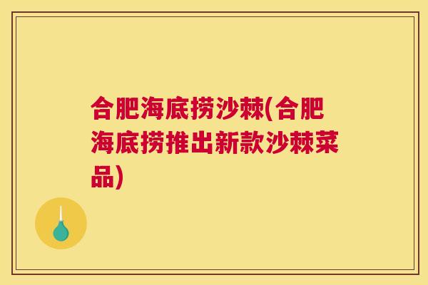 合肥海底捞沙棘(合肥海底捞推出新款沙棘菜品)