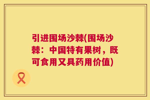 引进围场沙棘(围场沙棘:中国特有果树,既可食用又具药用价值)