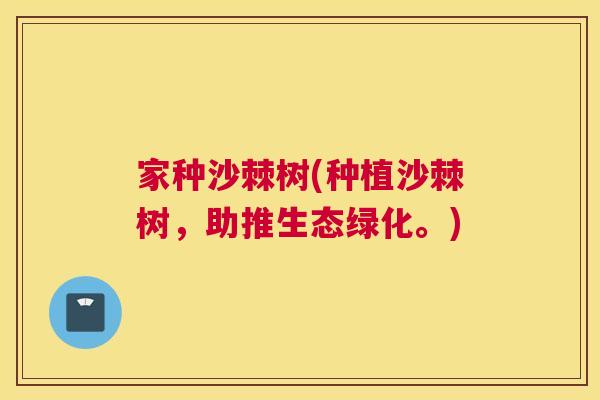 家种沙棘树(种植沙棘树,助推生态绿化。) 家种沙棘树(种植沙棘树,助推生态绿化。)