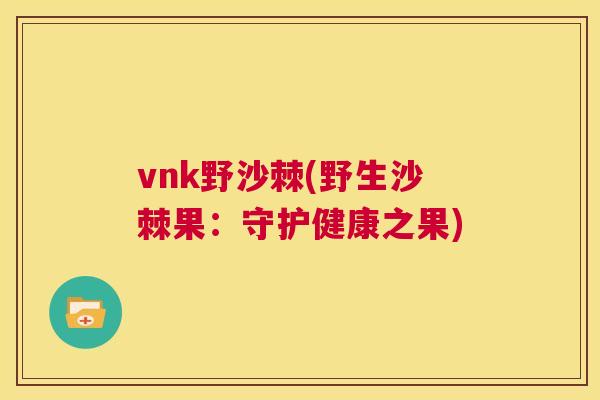 vnk野沙棘(野生沙棘果:守护健康之果)