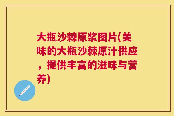 大瓶沙棘原浆图片(美味的大瓶沙棘原汁供应，提供丰富的滋味与营养)