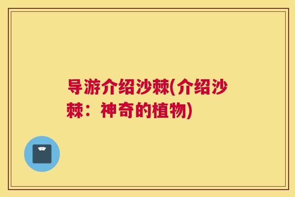 导游介绍沙棘(介绍沙棘:神奇的植物) 导游介绍沙棘(介绍沙棘:神奇的植物)