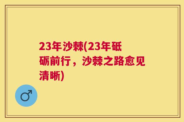 23年沙棘(23年砥砺前行，沙棘之路愈见清晰)