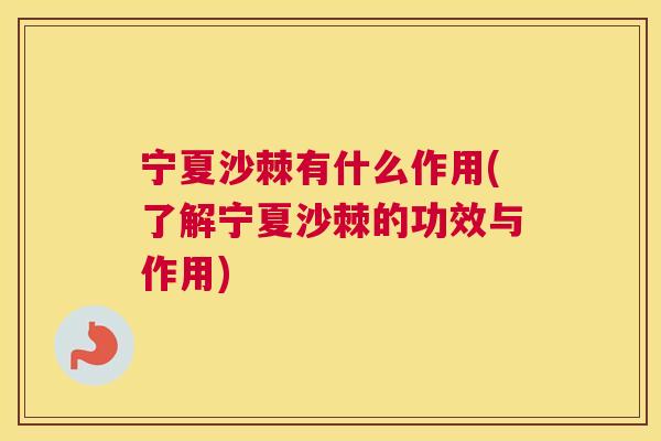 宁夏沙棘有什么作用(了解宁夏沙棘的功效与作用)