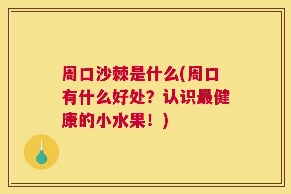 周口沙棘是什么(周口有什么好处?认识最健康的小水果!)