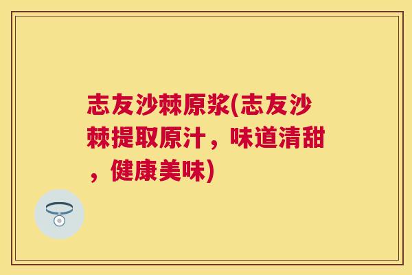 志友沙棘原浆(志友沙棘提取原汁,味道清甜,健康美味)