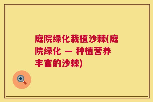 庭院绿化栽植沙棘(庭院绿化 — 种植营养丰富的沙棘)