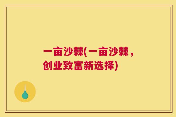 一亩沙棘(一亩沙棘,创业致富新选择)