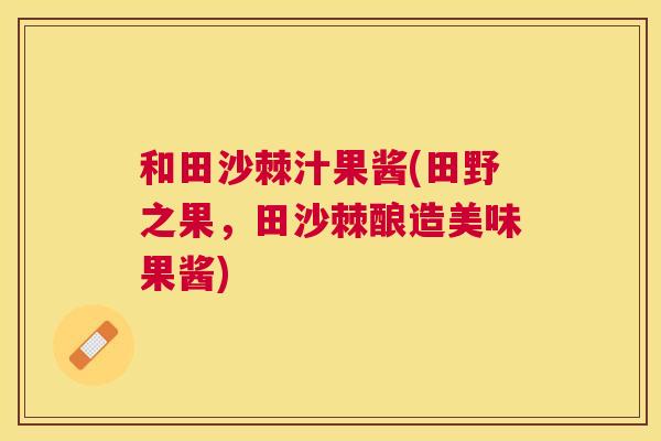 和田沙棘汁果酱(田野之果，田沙棘酿造美味果酱)
