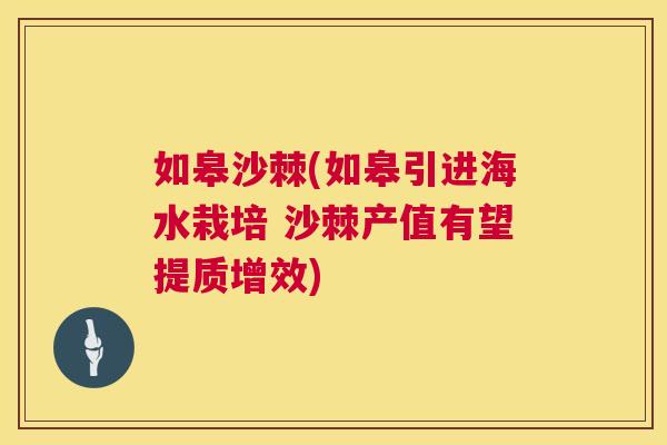 如皋沙棘(如皋引进海水栽培 沙棘产值有望提质增效)
