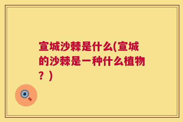 宣城沙棘是什么(宣城的沙棘是一种什么植物？)