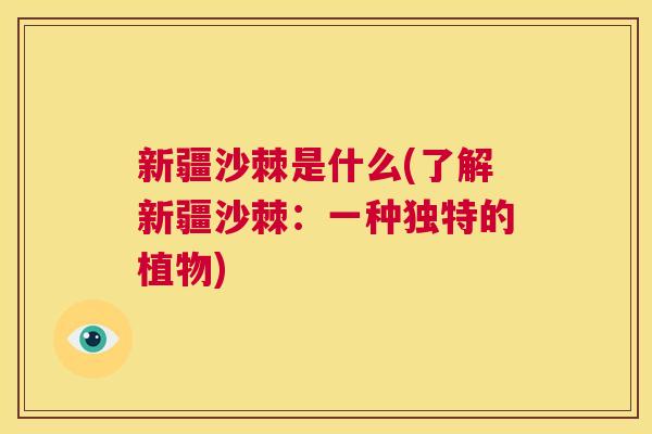 新疆沙棘是什么(了解新疆沙棘：一种独特的植物)