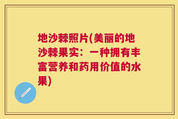 地沙棘照片(美丽的地沙棘果实：一种拥有丰富营养和药用价值的水果)