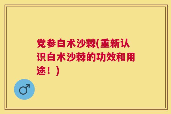 党参白术沙棘(重新认识白术沙棘的功效和用途！)