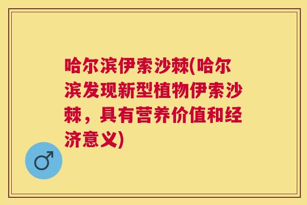 哈尔滨伊索沙棘(哈尔滨发现新型植物伊索沙棘,具有营养价值和经济意义)