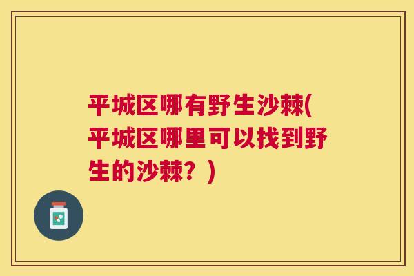 平城区哪有野生沙棘(平城区哪里可以找到野生的沙棘？)