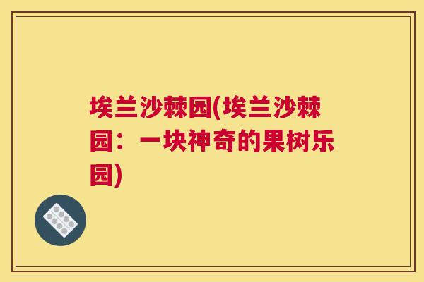 埃兰沙棘园(埃兰沙棘园：一块神奇的果树乐园)