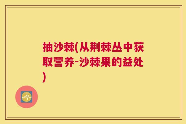 抽沙棘(从荆棘丛中获取营养-沙棘果的益处)
