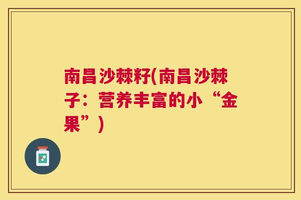 南昌沙棘籽(南昌沙棘子:营养丰富的小“金果”)