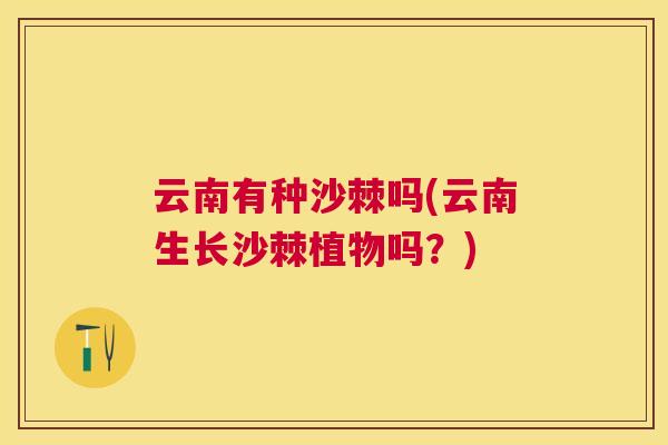 云南有种沙棘吗(云南生长沙棘植物吗？)