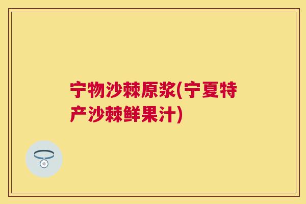 宁物沙棘原浆(宁夏特产沙棘鲜果汁)