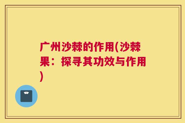 广州沙棘的作用(沙棘果：探寻其功效与作用)