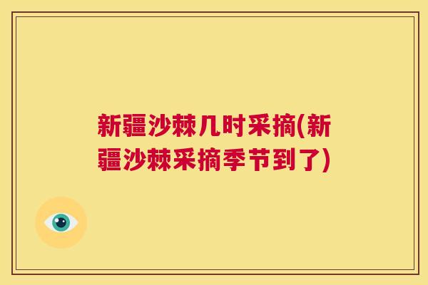 新疆沙棘几时采摘(新疆沙棘采摘季节到了)
