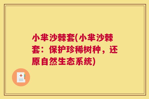 小芈沙棘套(小芈沙棘套：保护珍稀树种，还原自然生态系统)