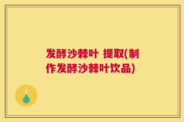 发酵沙棘叶 提取(制作发酵沙棘叶饮品)