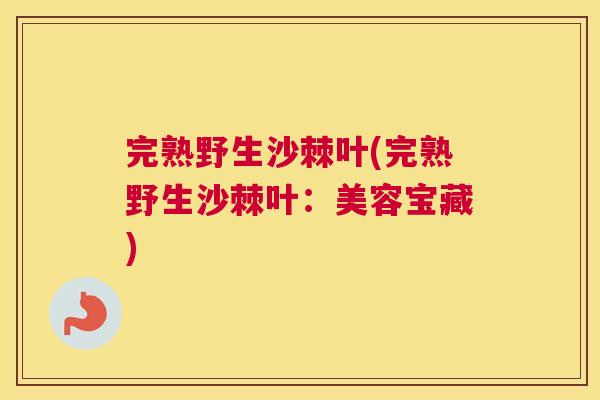 完熟野生沙棘叶(完熟野生沙棘叶:美容宝藏)