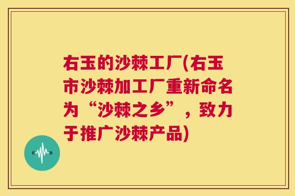 右玉的沙棘工厂(右玉市沙棘加工厂重新命名为“沙棘之乡”，致力于推广沙棘产品)