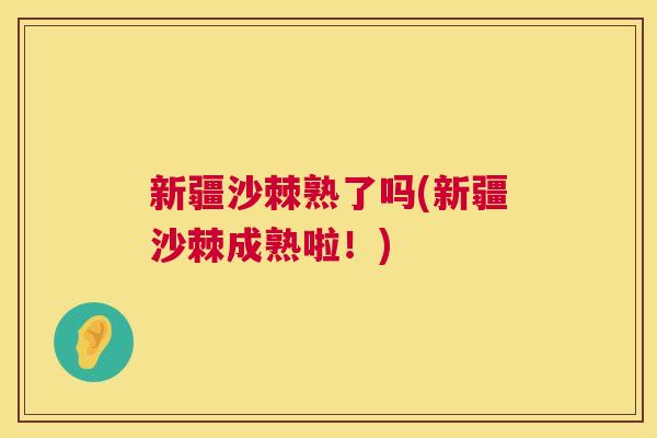 新疆沙棘熟了吗(新疆沙棘成熟啦！)