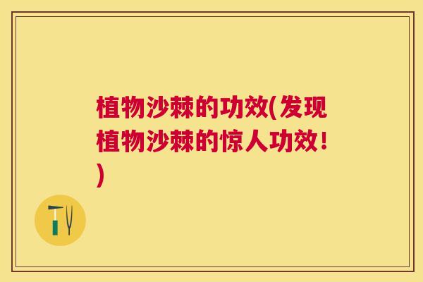 植物沙棘的功效(发现植物沙棘的惊人功效!)