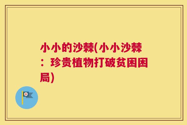 小小的沙棘(小小沙棘：珍贵植物打破贫困困局)