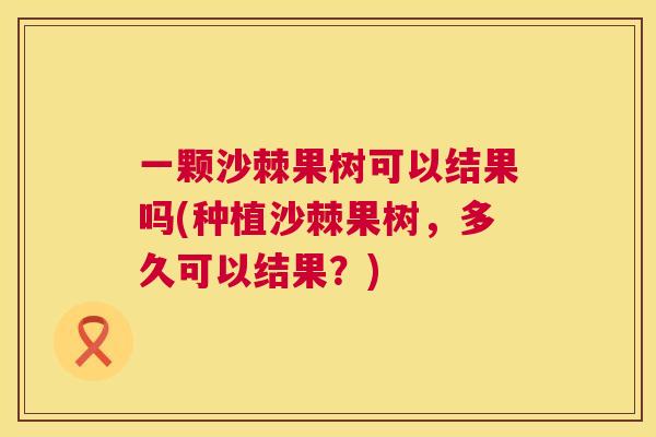 一颗沙棘果树可以结果吗(种植沙棘果树,多久可以结果?)