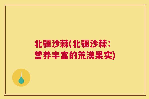 北疆沙棘(北疆沙棘：营养丰富的荒漠果实)