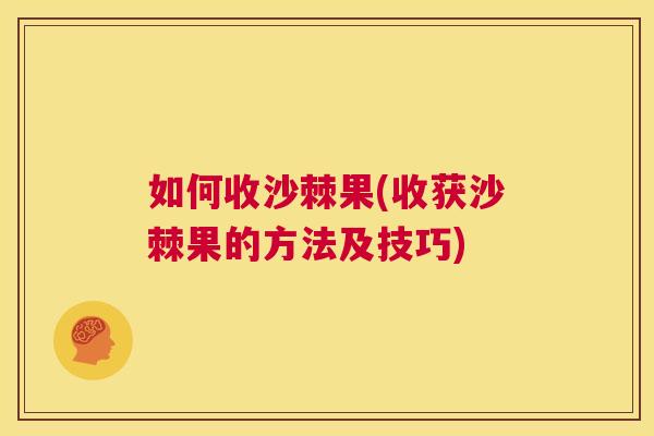 如何收沙棘果(收获沙棘果的方法及技巧)