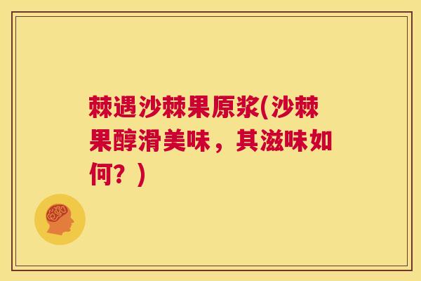 棘遇沙棘果原浆(沙棘果醇滑美味，其滋味如何？)