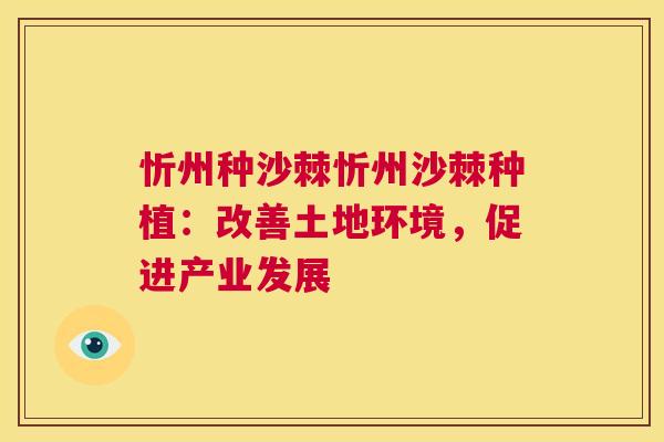 忻州种沙棘忻州沙棘种植：改善土地环境，促进产业发展