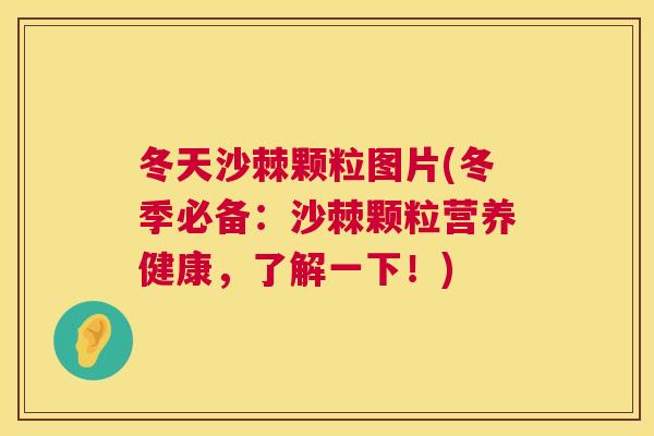 冬天沙棘颗粒图片(冬季必备：沙棘颗粒营养健康，了解一下！)