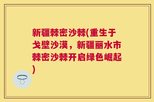 新疆棘密沙棘(重生于戈壁沙漠，新疆丽水市棘密沙棘开启绿色崛起)