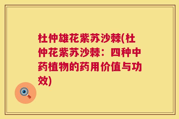 杜仲雄花紫苏沙棘(杜仲花紫苏沙棘:四种植物的药用价值与功效) 杜仲雄花紫苏沙棘(杜仲花紫苏沙棘:四种植物的药用价值与功效)